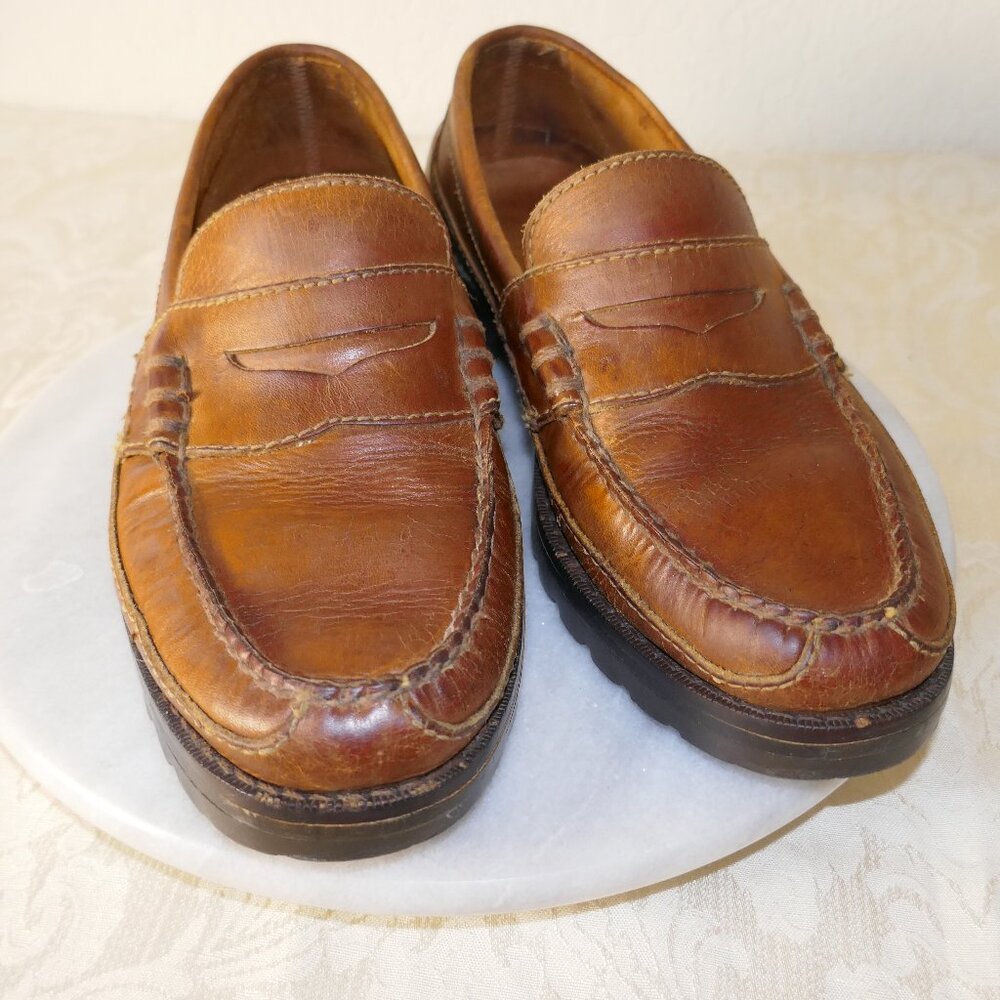 Polo Ralph Lauren Amazonas Penny Loafers Men's Size 8.5D Brown Leather Vtg